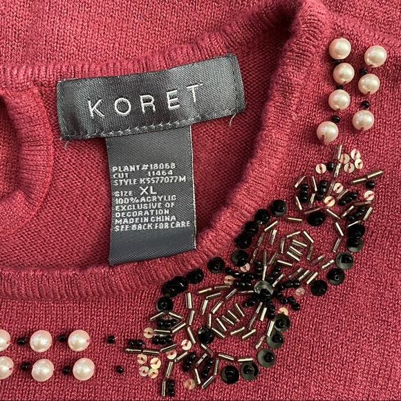 Koret pink beaded sweater size X-large - Picture 2 of 3